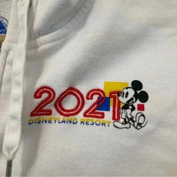 Disney Sweater Womens L White Mickey Mouse Full Zip Hoodie‎ Sweatshirt Ladies - Picture 5 of 11